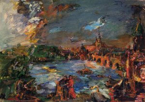 Prague, Nostalgie, Prague, Nostalgia, Huile Sur Toile, — Oskar Kokoschka