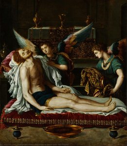 The Body Of Christ With Two Angels — Alessandro Allori