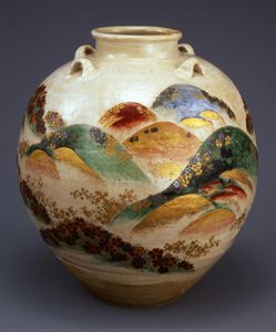 Tea Leaf Jar With Design Of Mt.yoshino (important Cultural Property) — Nonomura Ninsei