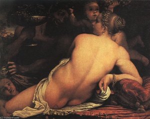 Venus With Satyr And Cupids - Oil On Paper - — Annibale Carracci