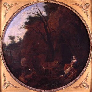 Pastorale Avec Bergère Endormie — Jan Miel