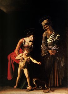 A Virgem Maria E O Filho Sua Com São Ana — Caravaggio