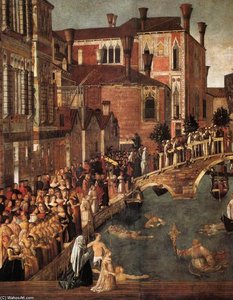 Miracle Of The Cross At The Bridge Of San Lorenzo (detail) — Gentile Bellini