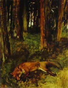 Umireni Lisak S Mrtvim Lisicom U Grmu — Hilaire Germain Edgar Degas