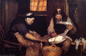 Two Oldsters Plucking Gulls — Anna Kirstine Ancher