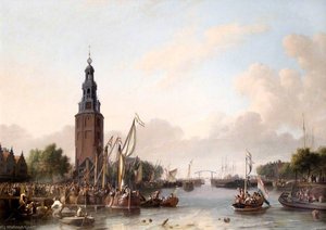 Soldiers Of The Dutch East India Company Embarking At The Montelbaans Tower, Amsterdam — Ludolf Backhuysen I