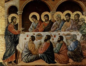 La Maestà. Apparizione All'ultima Cena Degli Apostoli — Duccio Di Buoninsegna