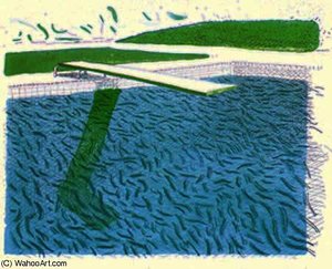 Lithographic Water Made Of Lines, Crayon ^ A Blue Wash — David Hockney