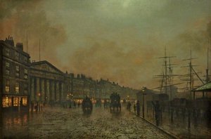The Custom House, Liverpool, Looking South — John Atkinson Grimshaw
