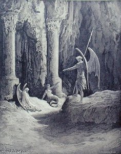 Satan Vid Paradisportarna — Gustave Doré