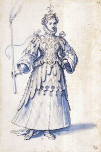Disegno Di Costume Di Una Figura Femminile Con Torcia — Giuseppe Arcimboldo