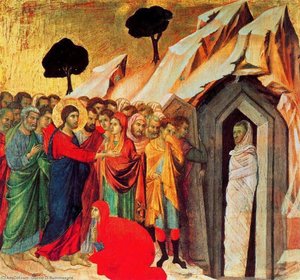 Maestó (retro, Predella), La Risurrezione Di Lazzaro — Duccio Di Buoninsegna