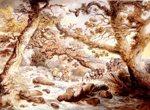 Fording The River Camel, Cornwall — Thomas Rowlandson