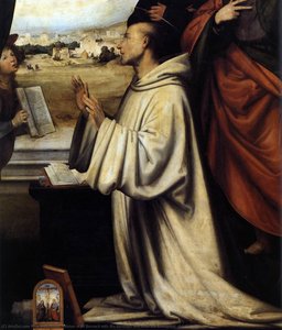 Vision Of St Bernard With Sts Benedict And John The Evangelist (detail) — Fra Bartolomeo