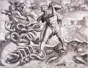 Engraving About The Second Labour Of Heracles — Cornelis Cort