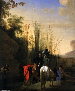 Coastal Scene With Resting Riders (detail) — ヤン・アッセリン