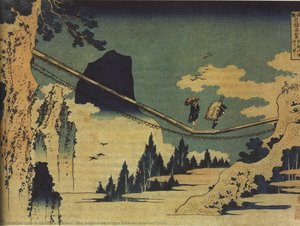 The Suspension Bridge Between Hida And Etchu — Katsushika Hokusai