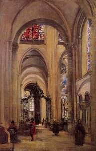 L'intérieur De La Cathédrale Saint-sens — Jean-baptiste-camille Corot