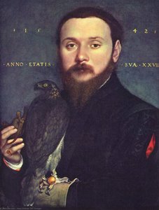 Portrait Of Nobleman With A Falcon — Hans Holbein The Younger