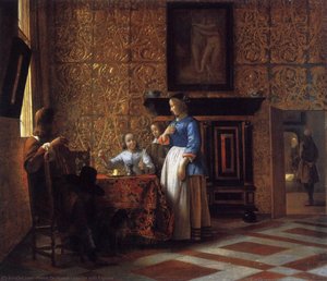 Interior With Figures — Питер Де Хух