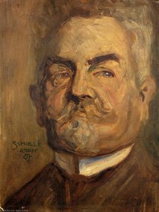 Portrait Of Leopold Czihaczek (also Known As Head Of A Bearded Man I) — Egon Schiele