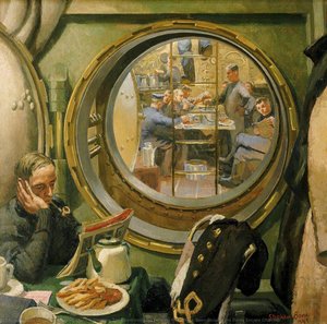 S Class Submarine The Wardroom And Forward Mess Deck Seen Through The Davis Escape Chamber — Stiven Bon