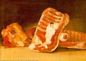 Stillleben Mit Schafskopf - Holz — Francisco José De Goya Y Lucientes