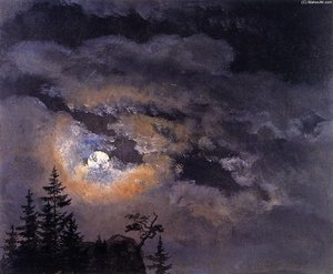 Study Of Clouds At Full Moon — Johan Christian Claussen Dahl