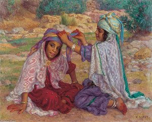 Jeune Fille Nouant Le Turban De Son Amie — Alphonse Etienne Dinet (nasreddine Dinet)