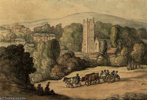 A Leisurely Afternoon By The Village Church — Thomas Rowlandson