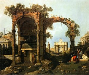 Landschaft Mit Ruinen (auch Bekannt Als Picket Duty In Virginia) — Giovanni Antonio Canaletto