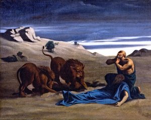 Paolo Il Primo Eremita Con I Leoni — Alexandre Cabanel