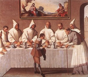St. Hugo Von Grenoble Im Carthusianer Refektorium — Francisco De Zurbarán