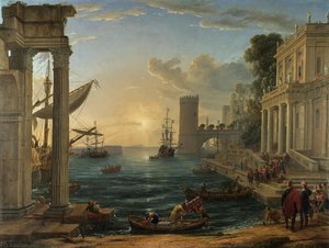 Seaport With The Embarkation Of The Queen Of Sheba — Claude Lorrain