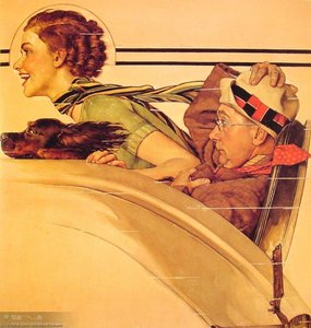 Coppia Nel Sedile Posteriore — Norman Rockwell