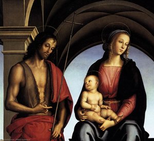 The Madonna Between St John The Baptist And St Sebastian (detail) — Le Pérugin