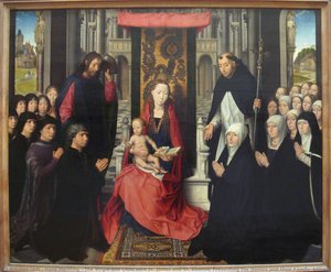 Die Jungfrau Mit Dem Kind Sowie Der Heilige Jakobus Und Der Heilige Dominikus, Die Die Stifter Und Ihre Familie Präsentieren, Bekannt Als Die Jungfrau Des Jacques Floreins — Hans Memling