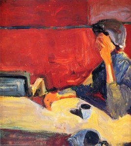 Woman At Table In Strong Light — Ričardas Diebenkornas