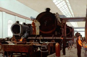 Building An Engine At Crewe Works (london, Midland And Scottish Railway Poster Artwork) — Norman Wilkinson