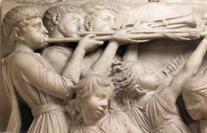 Cantoria: First Top Relief (detail) — Luca Della Robbia