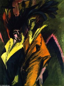 Two Women On The Street — Ernstas Ludvigas Kiršianas