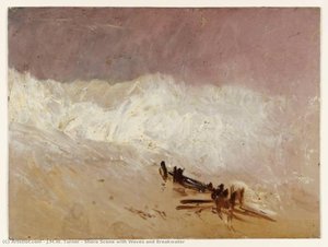 Uferszene Mit Wellen Und Wellenbrecher — Joseph Mallord William Turner