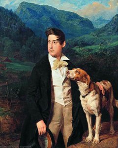 Waldmüller's Son Ferdinand With Dog — Ferdinand Georg Waldmüller