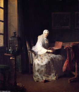 La Serinette (anche Nota Come L'organo Degli Uccelli) — Jean-baptiste-siméon Chardin