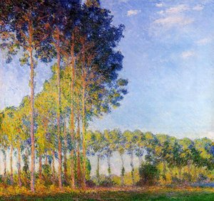 Poplars auf dem Fluss Epte, gesehen vom Übergangsgebiet
