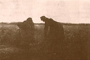Две Сељанице Копају У Пољу Са Снегом — Vincent Van Gog