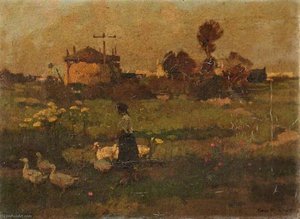 Woman With Geese — Frank Richards