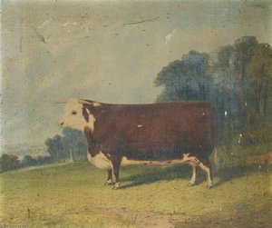 A Prize Cow In A Wooded River Landscape — Richard Whitford