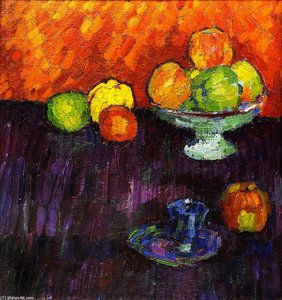 Stillleben Mit Äpfeln Und Blauem Becher — Alexej Von Jawlensky