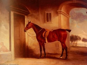 A Saddled Bay Hunter In A Stableyard — John Ferneley, Snr